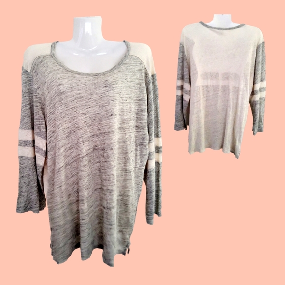 New!! J.Crew Designer Grey and Ivory Colorblock Warm 3/4 Sleeve Top!! Size M. - Picture 11 of 15